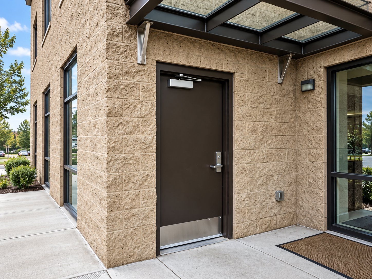 High-Traffic Exterior Commercial Doors and Canopies